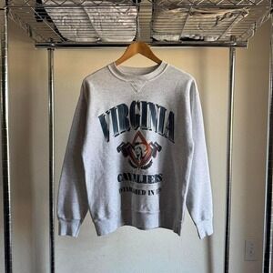 Vintage 90s Made in USA Virginia Cavaliers Grey and Navy Crewneck Sweater